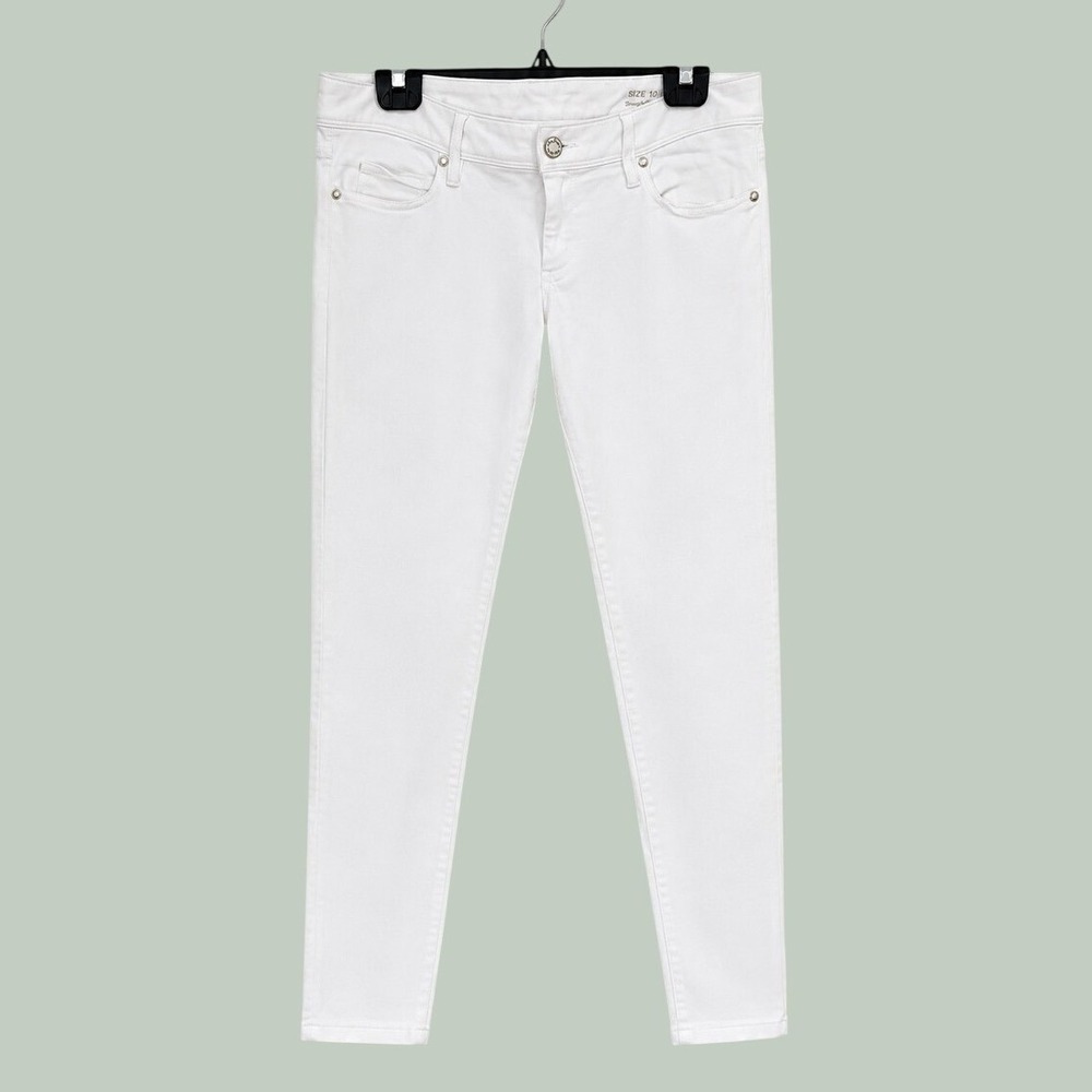 Lilly Pulitzer Worth Skinny Pants Womens 10 White Gold Logo‎ Low Rise Trousers
